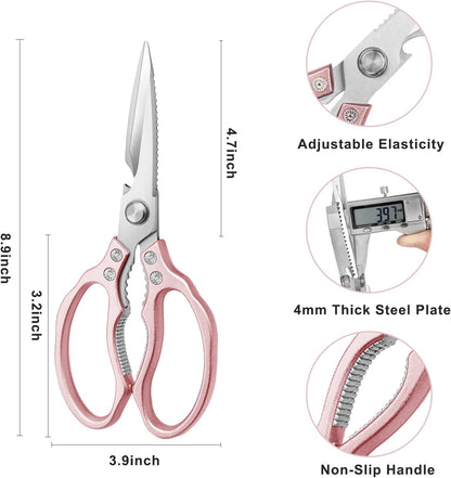AWinjoy Kitchen Scissors, Heavy Duty Sharp Shears Dishwasher Safe, Kitchen Accessories Cooking Shears for Meat Chicken Fish Poultry Herb Bread (gold)