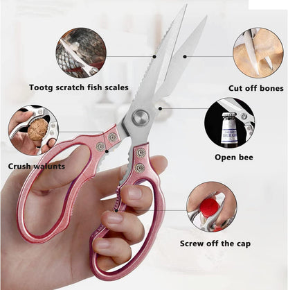 AWinjoy Kitchen Scissors, Heavy Duty Sharp Shears Dishwasher Safe, Kitchen Accessories Cooking Shears for Meat Chicken Fish Poultry Herb Bread (gold)