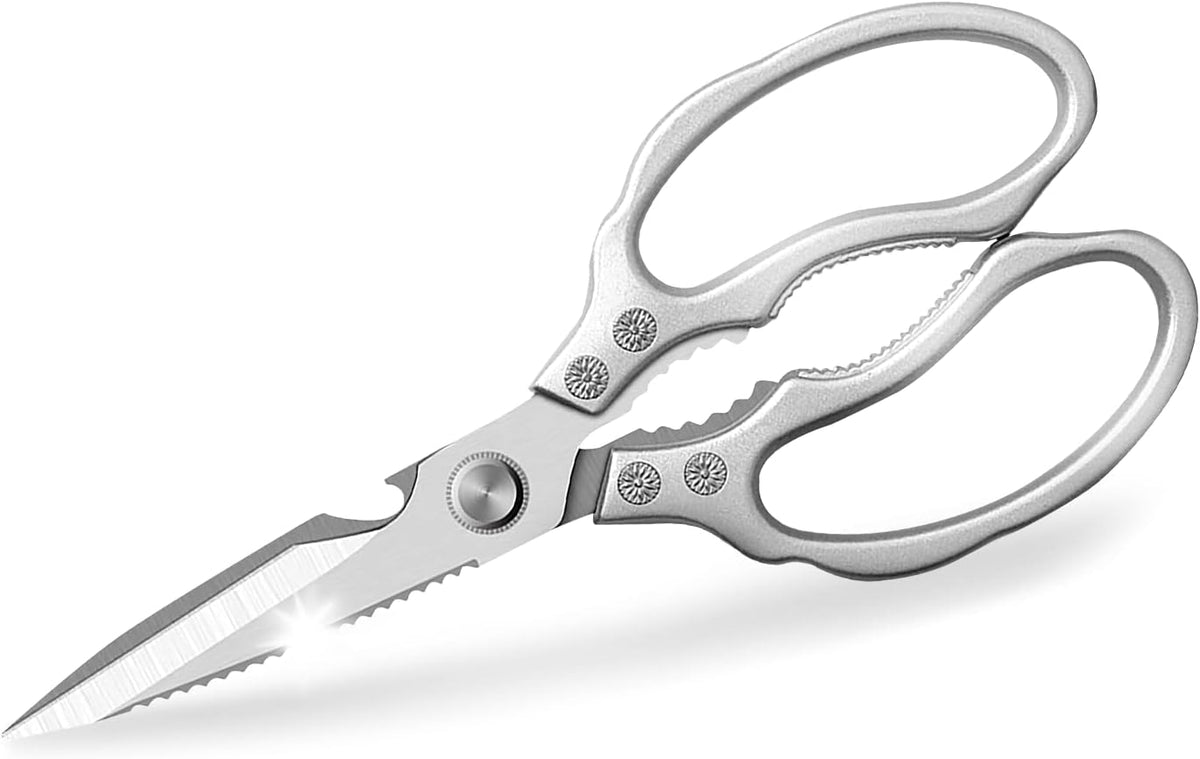 AWinjoy Kitchen Scissors, Heavy Duty Sharp Shears Dishwasher Safe, Kitchen Accessories Cooking Shears for Meat Chicken Fish Poultry Herb Bread (gold)