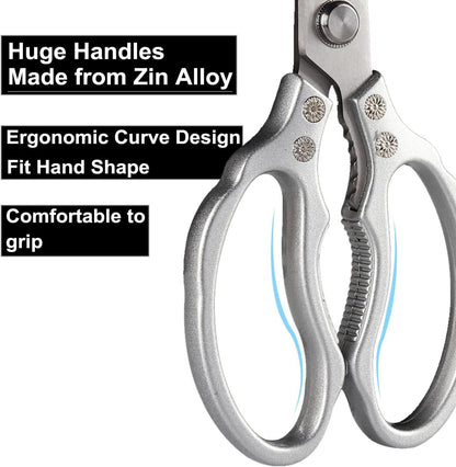 AWinjoy Kitchen Scissors, Heavy Duty Sharp Shears Dishwasher Safe, Kitchen Accessories Cooking Shears for Meat Chicken Fish Poultry Herb Bread (gold)