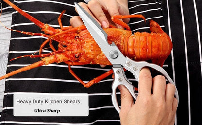 AWinjoy Kitchen Scissors, Heavy Duty Sharp Shears Dishwasher Safe, Kitchen Accessories Cooking Shears for Meat Chicken Fish Poultry Herb Bread (gold)