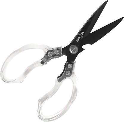 AWinjoy Kitchen Scissors, Heavy Duty Sharp Shears Dishwasher Safe, Kitchen Accessories Cooking Shears for Meat Chicken Fish Poultry Herb Bread (gold)