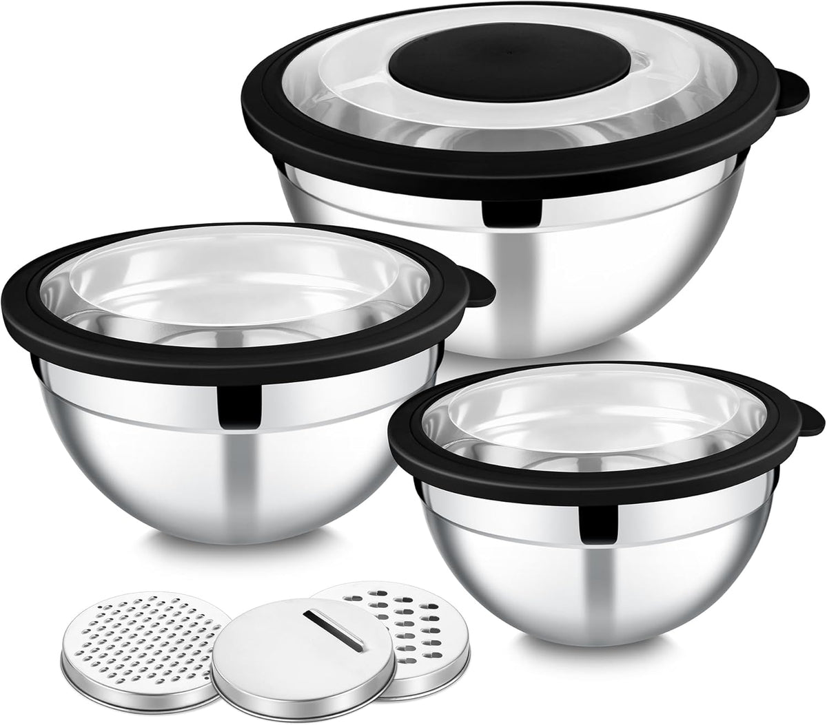 Mixing Bowls, Stainless Steel Salad Mixing Bowl with Lid & Grater Set