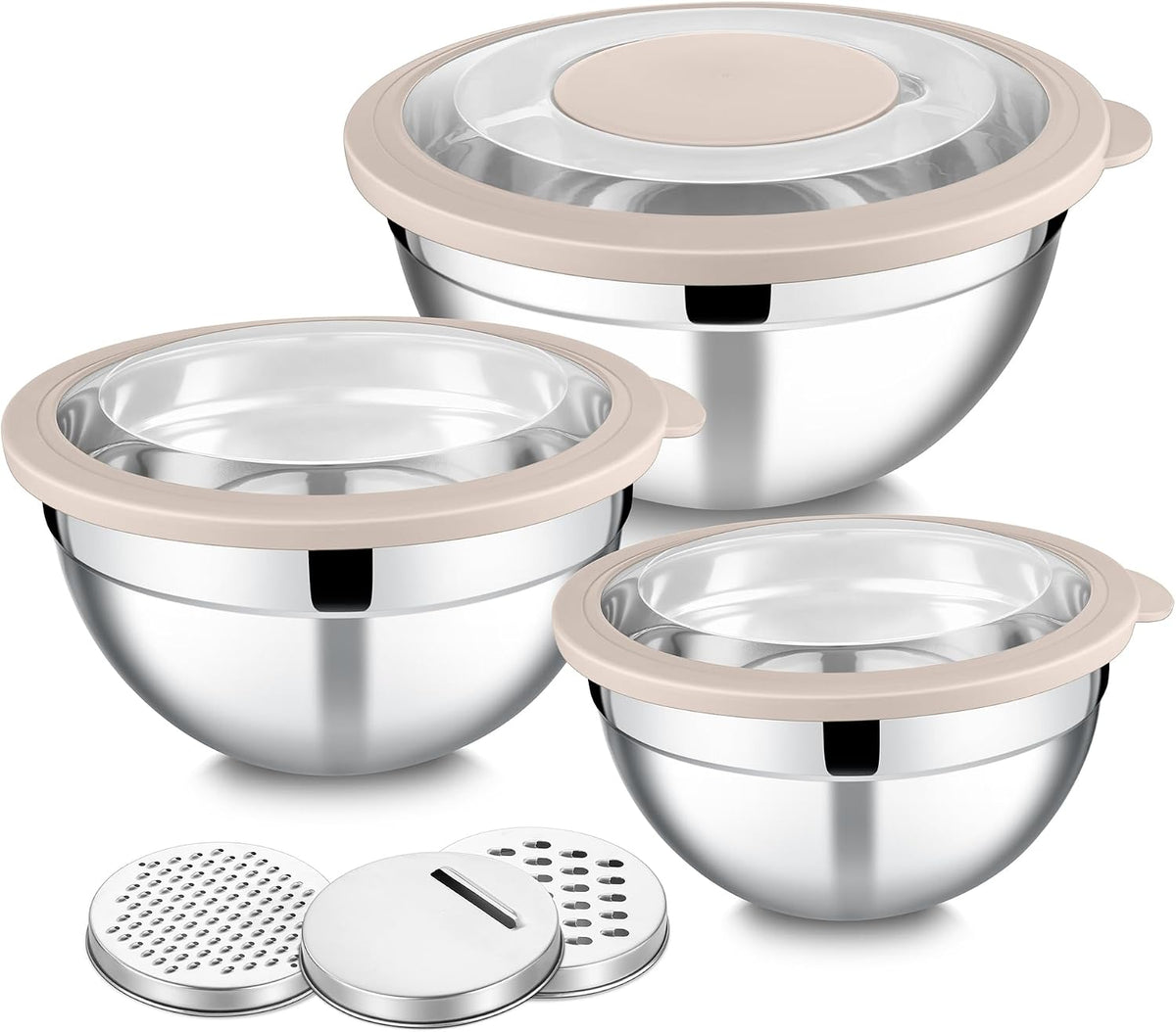 Mixing Bowls, Stainless Steel Salad Mixing Bowl with Lid & Grater Set