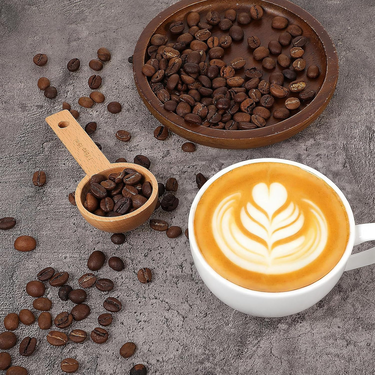 4 PCS Wooden Measuring Spoons Coffee Measuring Scoop Wooden Scoops for Jars 1 Tablespoon Beech Coffee Scoop Small Sugar Scoops for Canister for Ground Coffees Beans Sugar Tea Bath Salt Containers