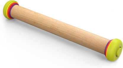 PrecisionPin - Rolling Pin with adjustable pastry thickness, Baking and dough rollers, Beech Wood, Pastel Blue