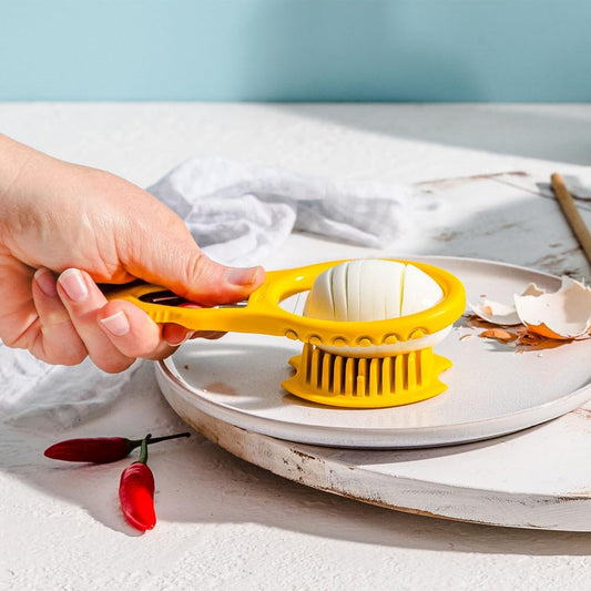 Eggler 2-in-1 Hard Boiled Egg Peeler & Slicer | Compact shell cracker and topper gadget with peeling tool and built-in wire slicer