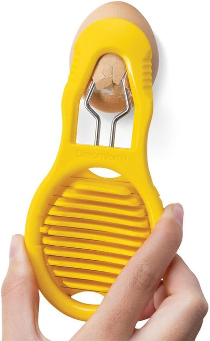 Eggler 2-in-1 Hard Boiled Egg Peeler & Slicer | Compact shell cracker and topper gadget with peeling tool and built-in wire slicer