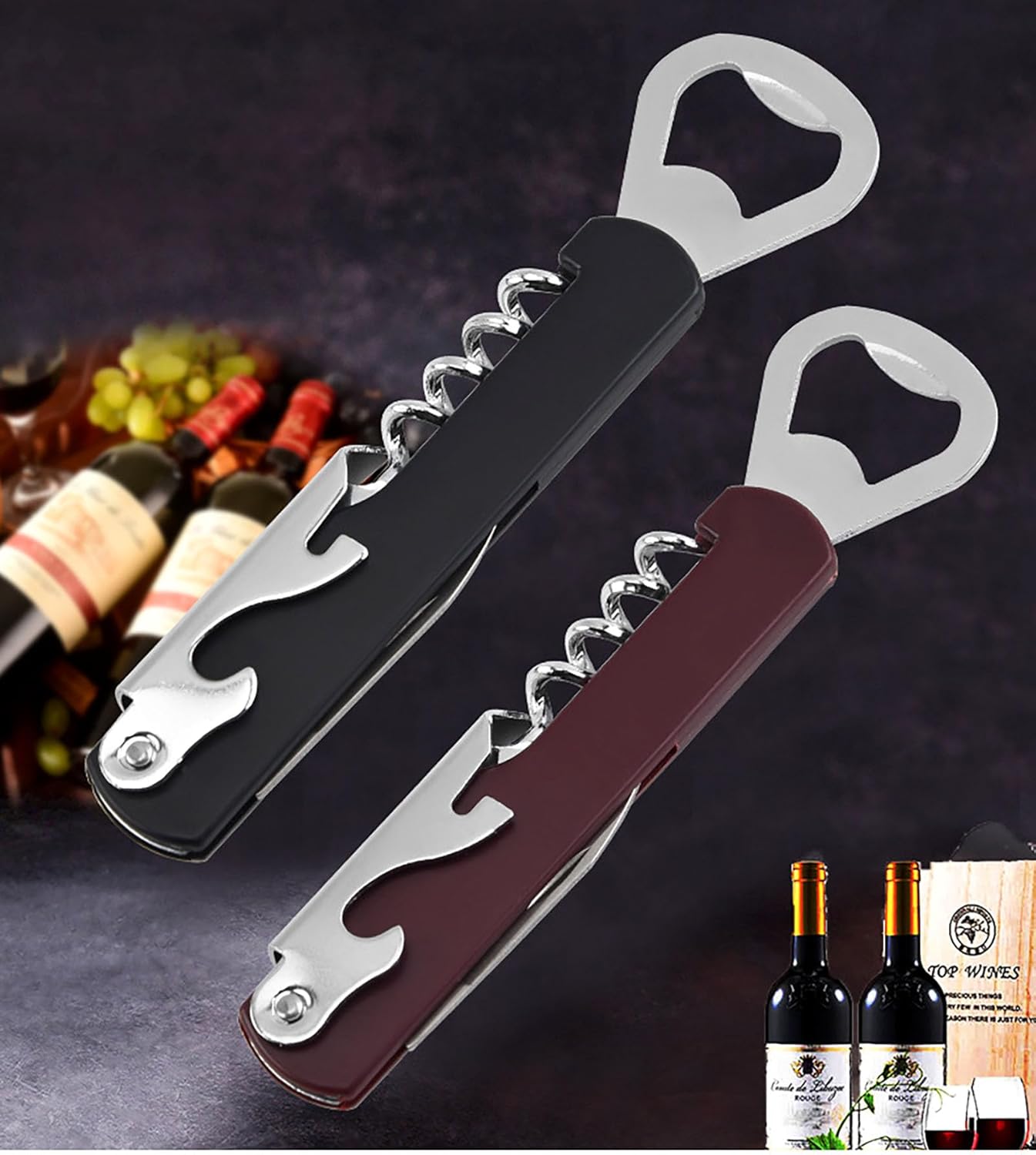 3 Pcs Wine and Beer Dual Purpose Bottle Openers, 5.5 Inch Alloy Bottle Opener are Wldely Used for Party, Daily Life, Travel and Good Gifts for Festivals (Red Black Blue)