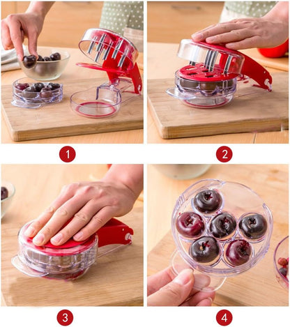 Cherry Pitter, Cherrystone Remover Mess Free 6 Capacity At Once Dishwasher Safe-6 Cherries,cherry picker