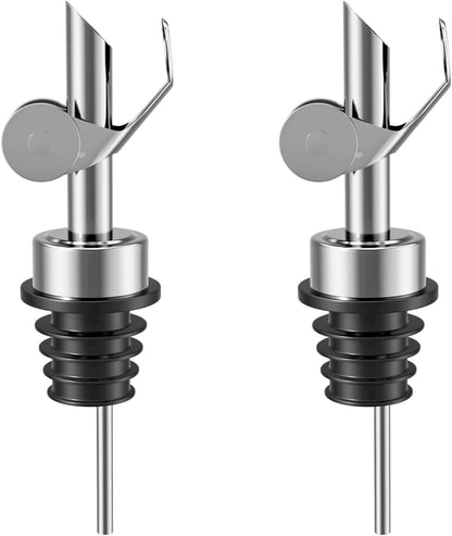 Olive Oil Dispenser Spout, Weighted Liquor Pour Spout, Syrup Dispenser Spout, Stainless Steel Automatic Pour Spouts for Liquor Bottles, Oil Bottles, Vinegar, Syrup and Alcohol 2 Pack Golden