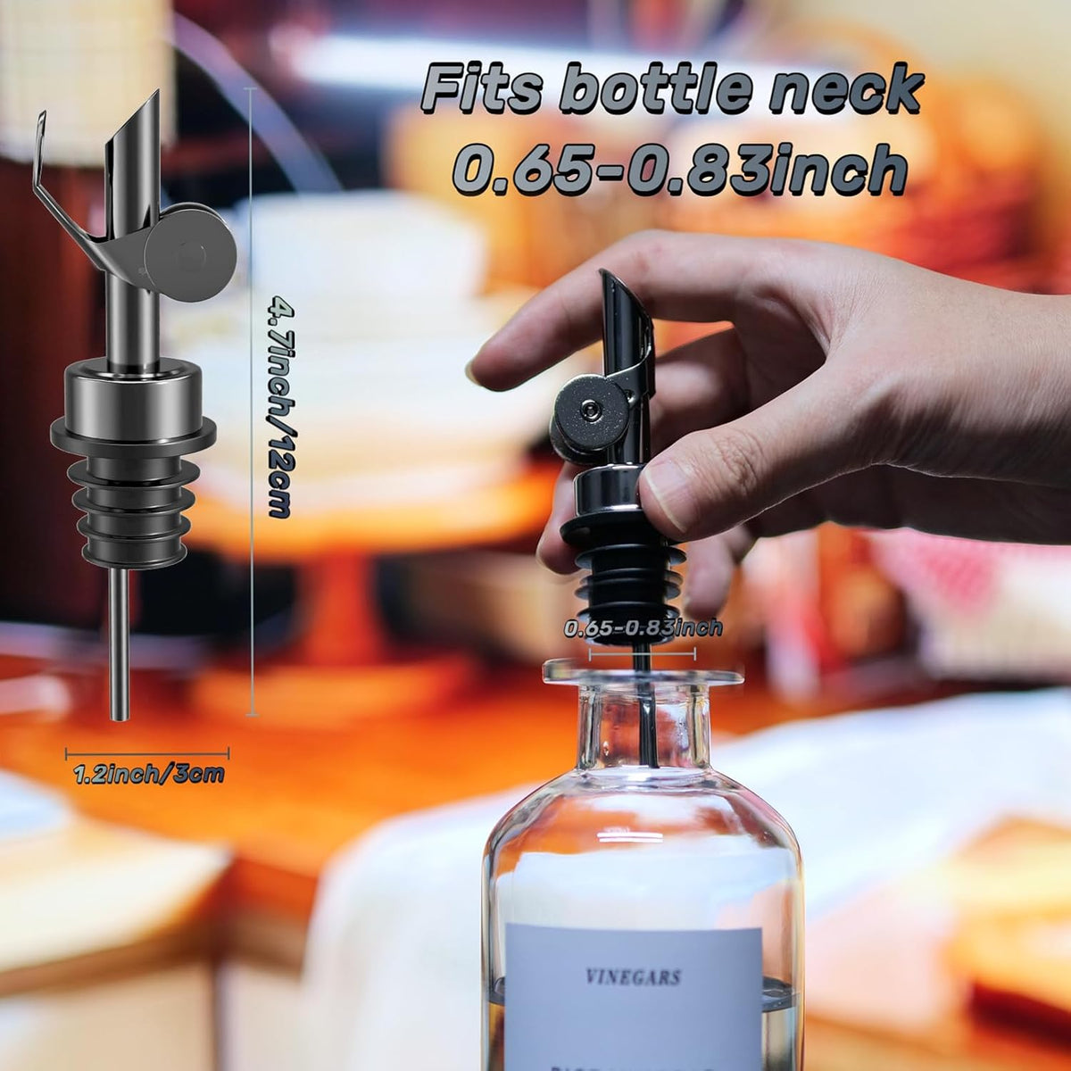 Olive Oil Dispenser Spout, Weighted Liquor Pour Spout, Syrup Dispenser Spout, Stainless Steel Automatic Pour Spouts for Liquor Bottles, Oil Bottles, Vinegar, Syrup and Alcohol 2 Pack Golden