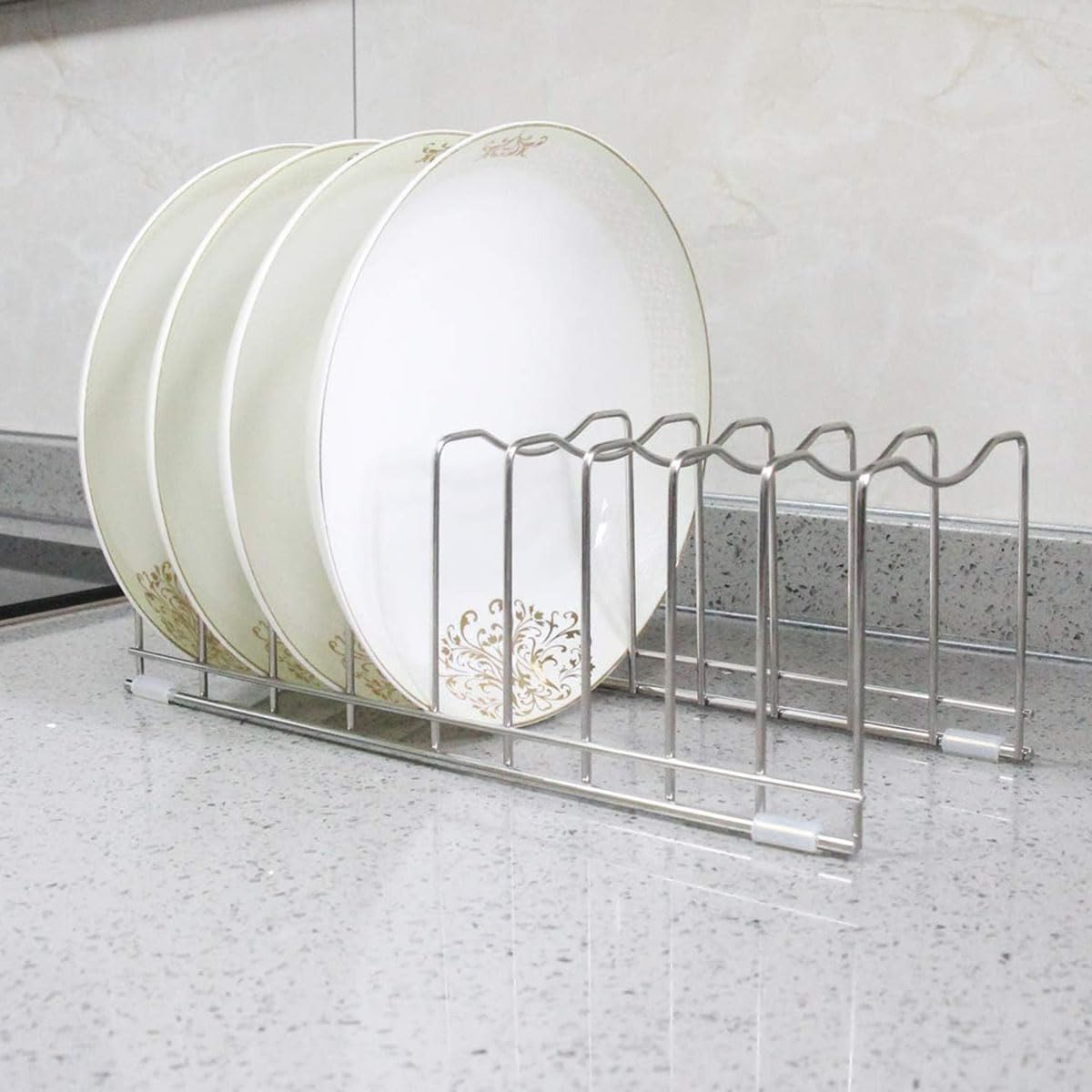 Lid Organizer Pot Lid Organizer 10-Tier Pot Lid Rack Holder Suitable for Bakeware Dish Plate, Cutting Boards, Pots & Pans, Serving Trays, Reusable Containers in Cabinet Pantry (1 Pack)