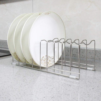 Lid Organizer Pot Lid Organizer 10-Tier Pot Lid Rack Holder Suitable for Bakeware Dish Plate, Cutting Boards, Pots & Pans, Serving Trays, Reusable Containers in Cabinet Pantry (1 Pack)