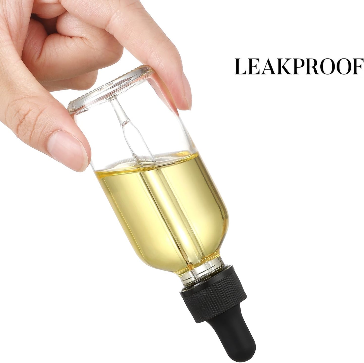 4 Pcs, 1 oz Golden Cap Clear Dropper Bottles (30ml) with 1 Funnel & 4 Labels - Glass Tincture Bottles with Eye Droppers - Leakproof Essential Oil Bottles for Health, Personal Care & Beauty