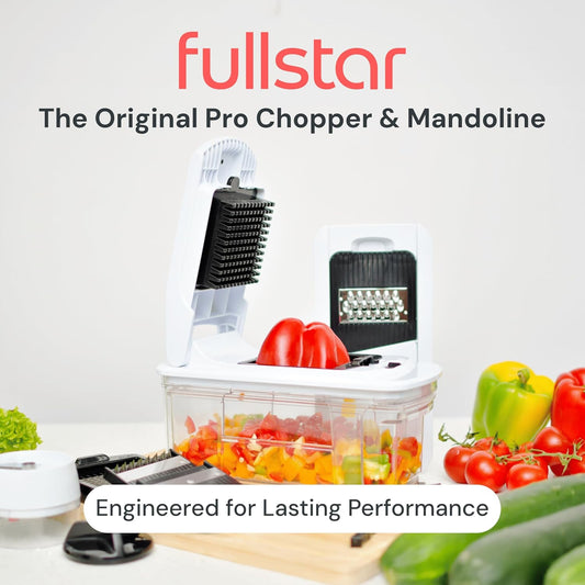 XL Vegetable Chopper & Mandoline Slicer – Vegetable, Onion, Potato, Food, Veggie & Fruit Slicer, Dicer & Spiralizer with Pull-Out Catch Tray, Kitchen Gadgets & Gifts (6 in 1, Black/White)