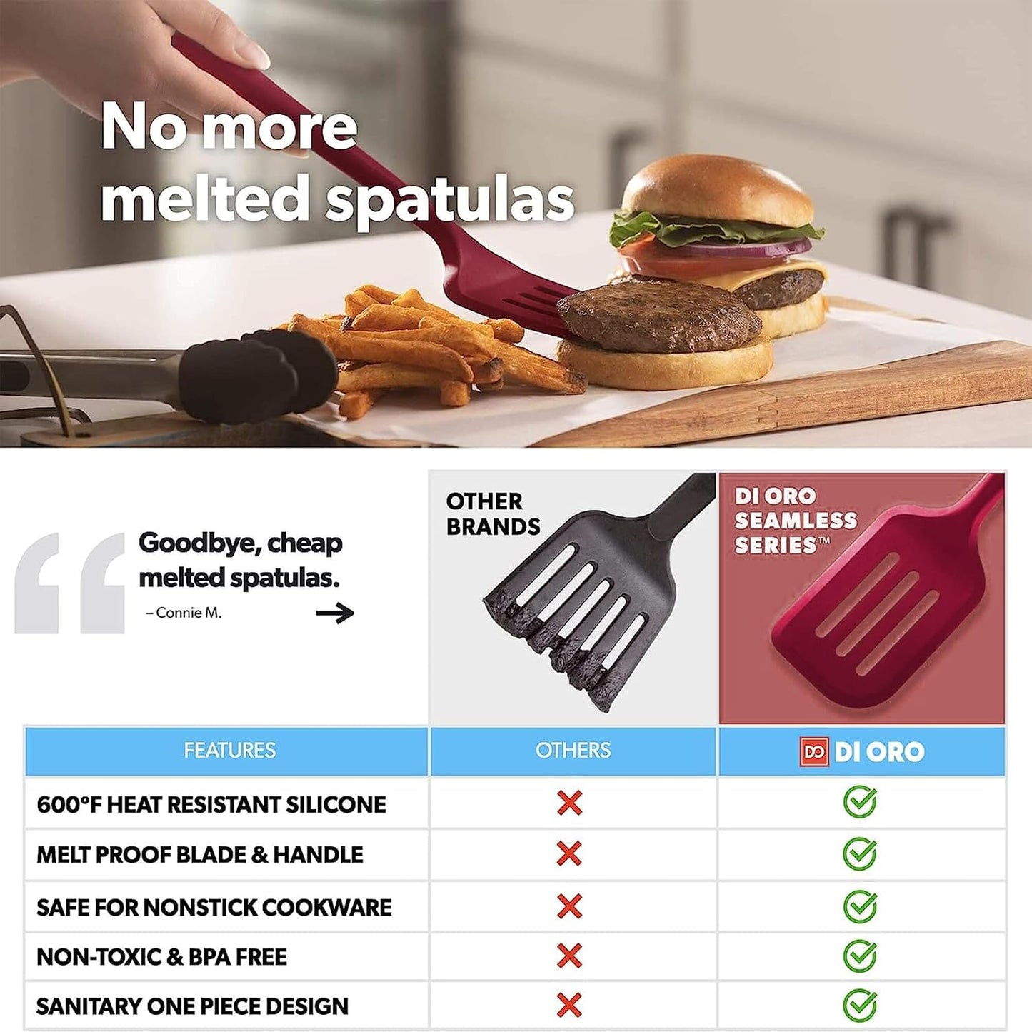 New Seamless Series Moda 4-Piece Silicone Turner Spatula Set - 600°F Heat-Resistant Flexible Kitchen Spatulas for Nonstick Cookware - Flippers for Eggs & Pancakes - Utensils for Cooking (Stone)