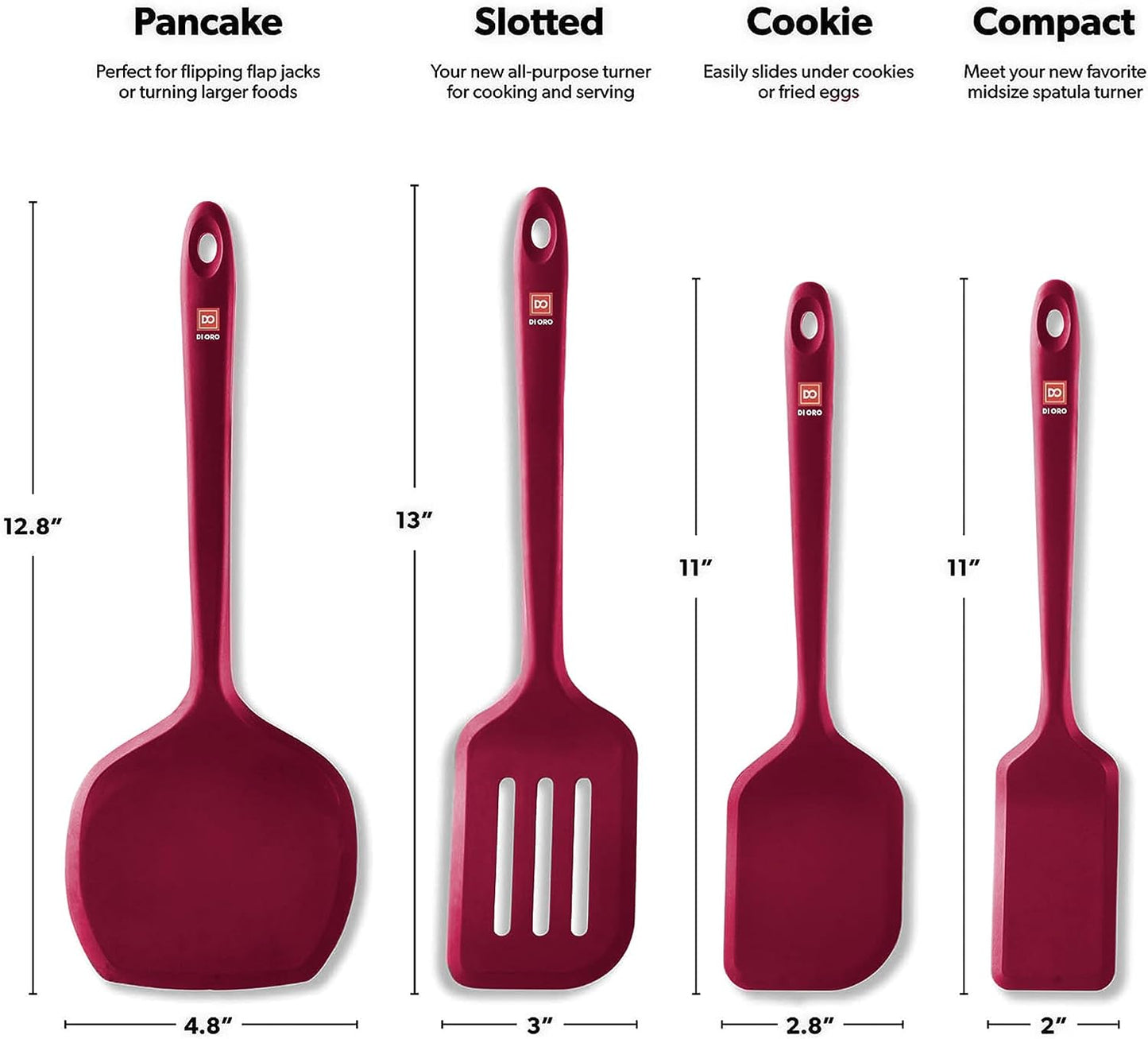 New Seamless Series Moda 4-Piece Silicone Turner Spatula Set - 600°F Heat-Resistant Flexible Kitchen Spatulas for Nonstick Cookware - Flippers for Eggs & Pancakes - Utensils for Cooking (Stone)