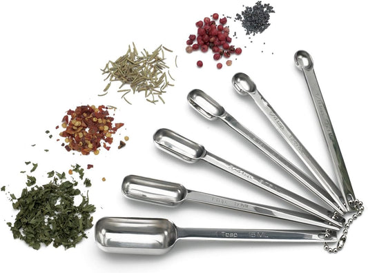 Endurance Stainless Steel Spice Measuring Spoons, Set of 6 | 1/8 tsp to 1 Tbsp Measurements | Nest for Easy Storage | Dishwasher Safe | Dry or Liquid | Baking or Cooking