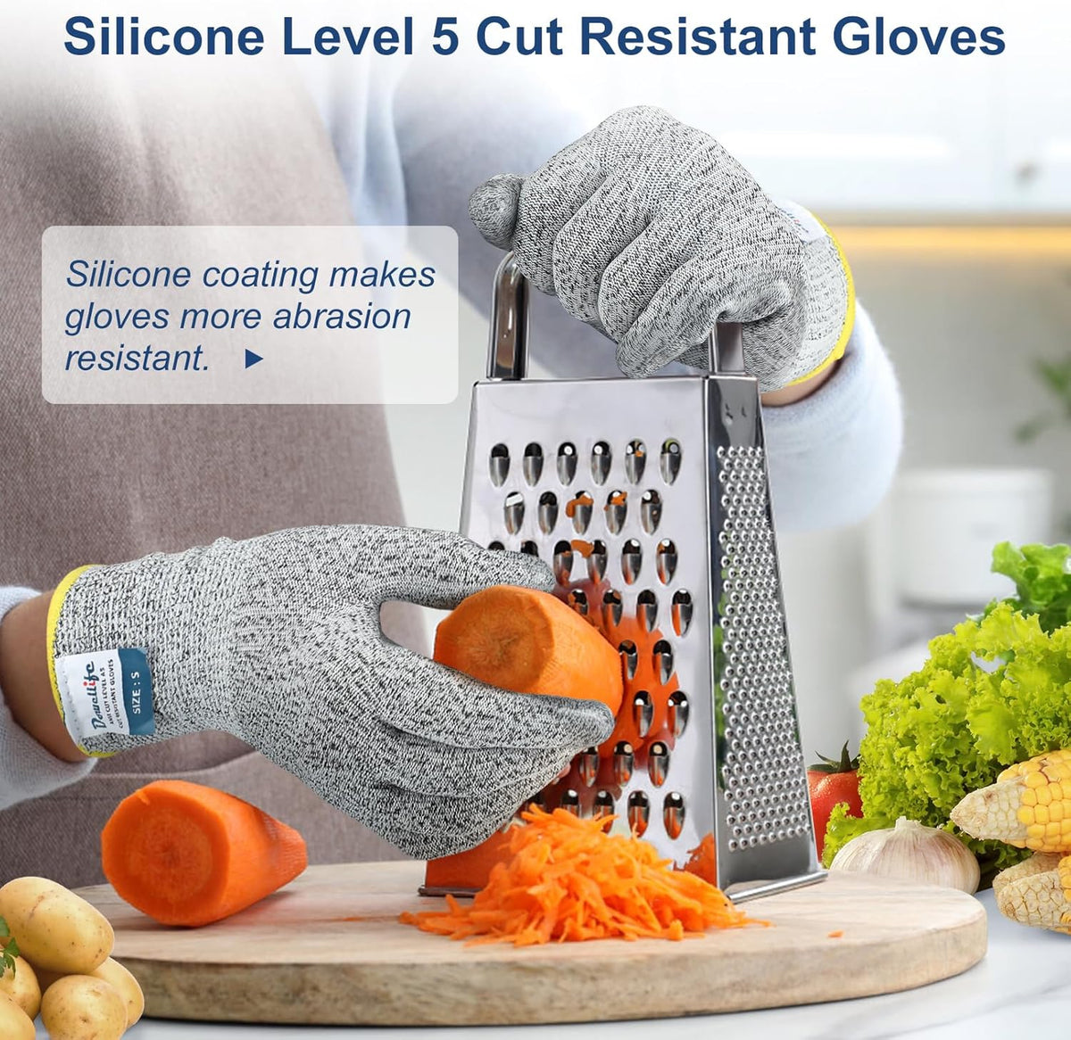 Cut Resistant Gloves Food Grade Level 5 Protection, Safety Kitchen Cut Gloves for Chef Oyster Shucking Mandolin Knife Butcher Meat Cutting