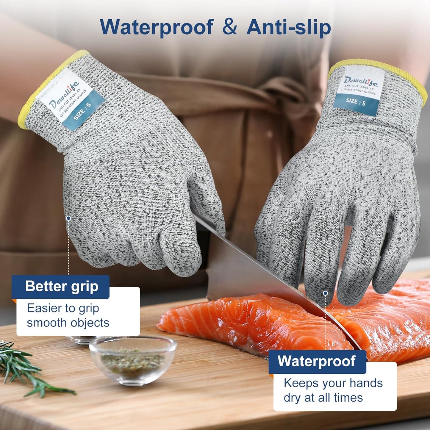 Cut Resistant Gloves Food Grade Level 5 Protection, Safety Kitchen Cut Gloves for Chef Oyster Shucking Mandolin Knife Butcher Meat Cutting
