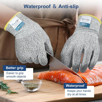 Cut Resistant Gloves Food Grade Level 5 Protection, Safety Kitchen Cut Gloves for Chef Oyster Shucking Mandolin Knife Butcher Meat Cutting
