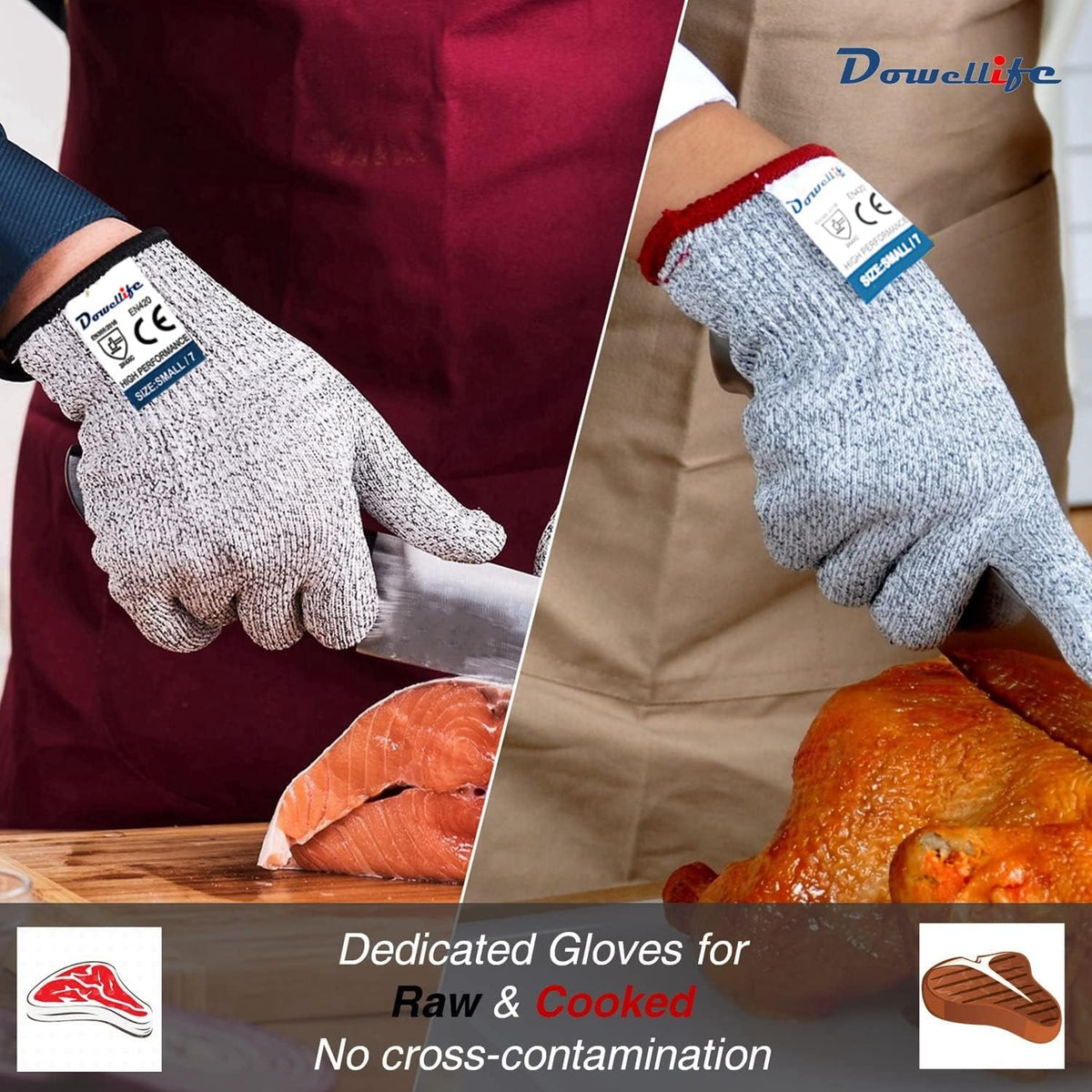 Cut Resistant Gloves Food Grade Level 5 Protection, Safety Kitchen Cut Gloves for Chef Oyster Shucking Mandolin Knife Butcher Meat Cutting