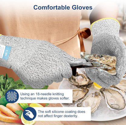 Cut Resistant Gloves Food Grade Level 5 Protection, Safety Kitchen Cut Gloves for Chef Oyster Shucking Mandolin Knife Butcher Meat Cutting