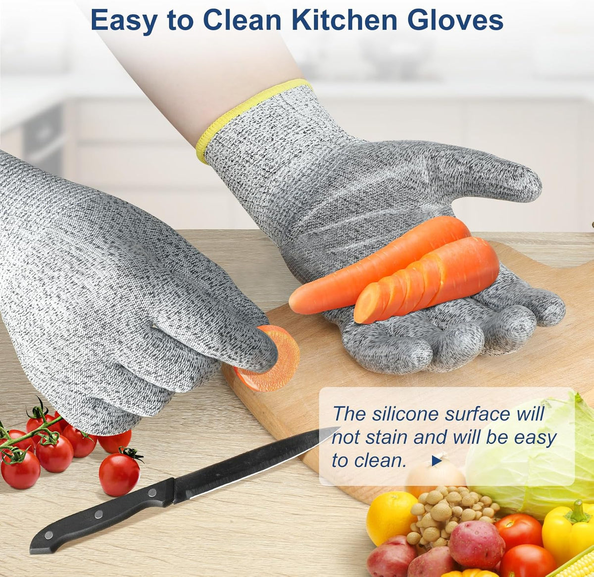 Cut Resistant Gloves Food Grade Level 5 Protection, Safety Kitchen Cut Gloves for Chef Oyster Shucking Mandolin Knife Butcher Meat Cutting