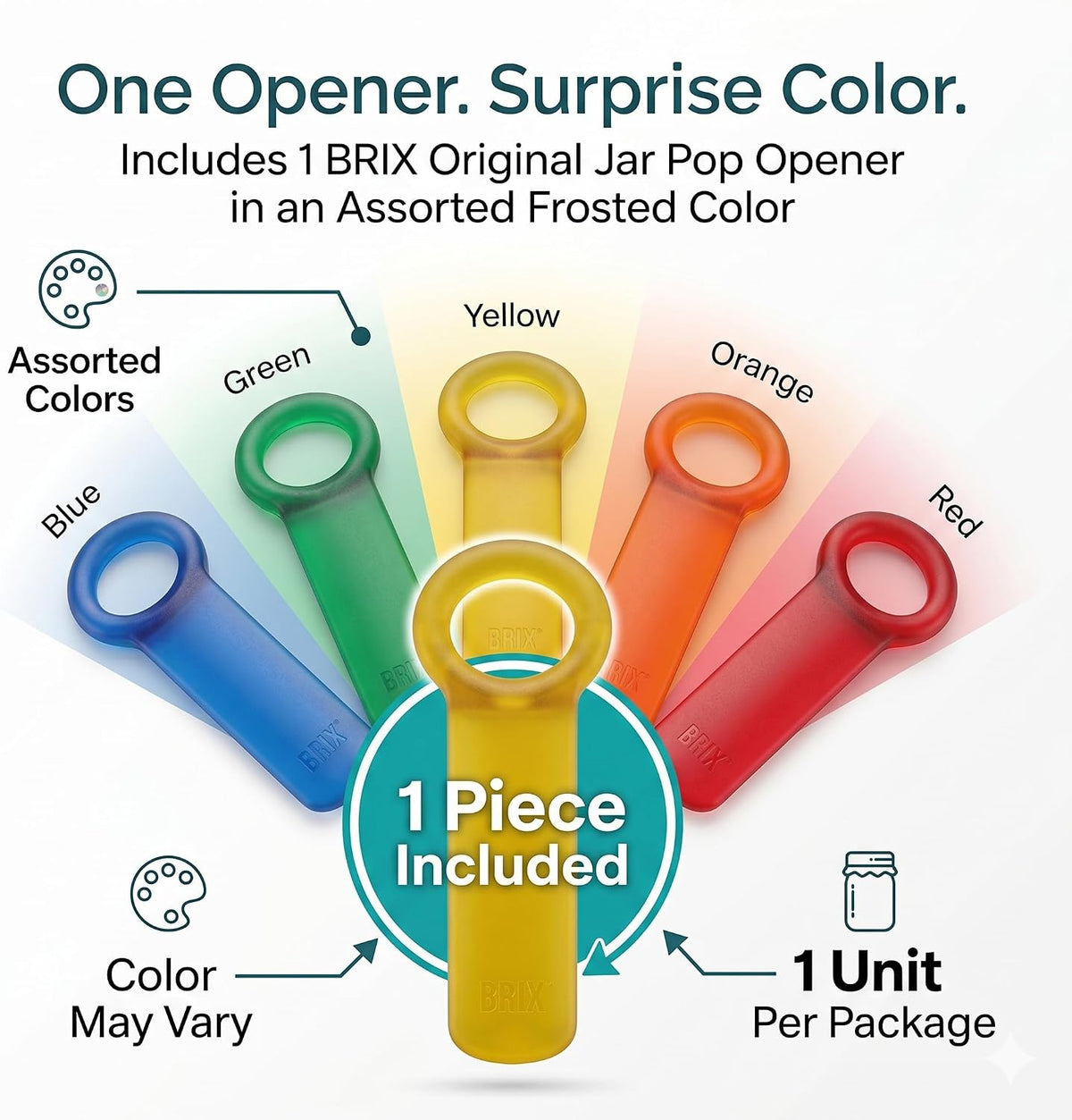 Original Jar Pop Opener, Great for Kids, Arthritis, and Carpal Tunnel Sufferers, Assorted Frosted Colors (Color May Vary) Pack of 1