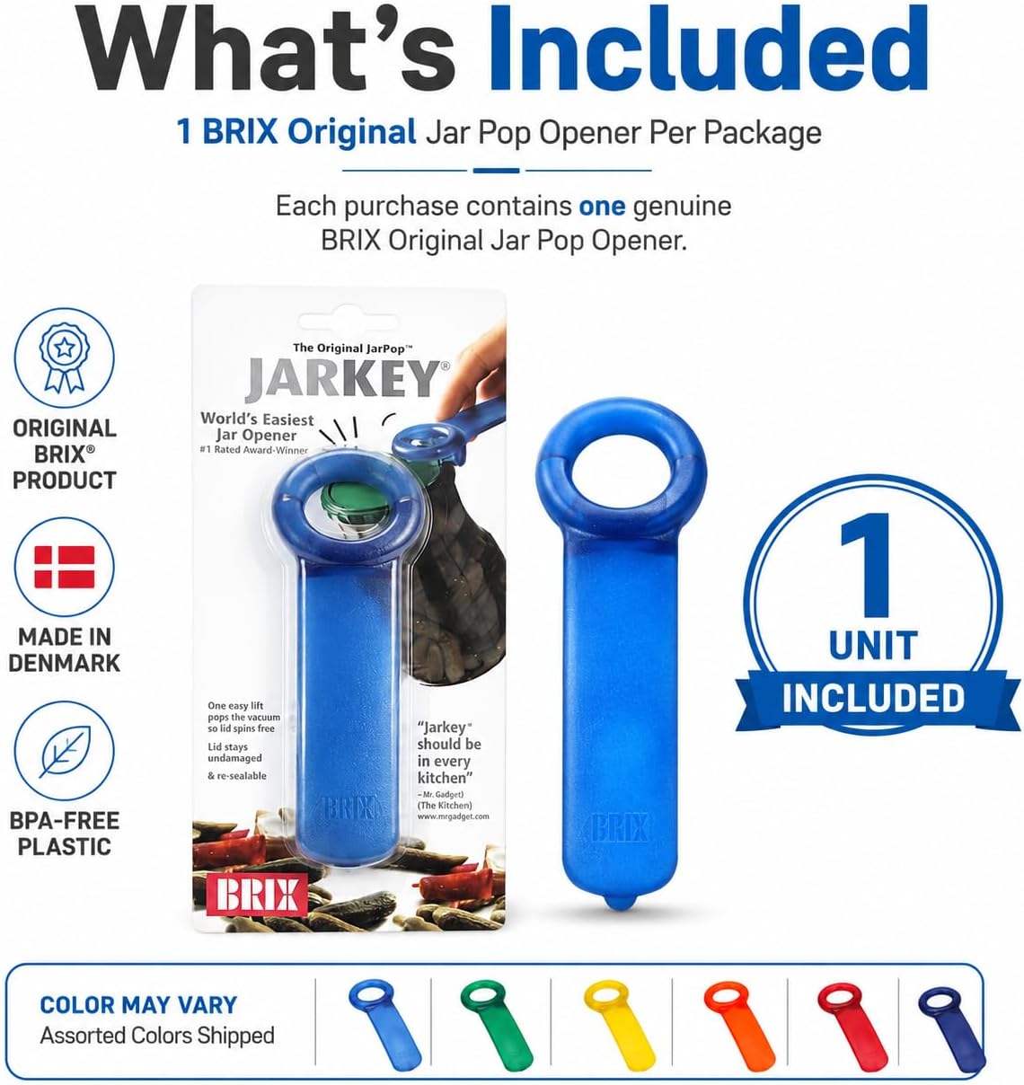 Original Jar Pop Opener, Great for Kids, Arthritis, and Carpal Tunnel Sufferers, Assorted Frosted Colors (Color May Vary) Pack of 1