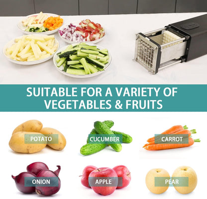 Electric French Fry Cutter, Commercial Vertical French Fry Cutter with 1/2 & 3/8 Inch Blade, Professional Household Electric Potato Cutter, Automatic French Fries