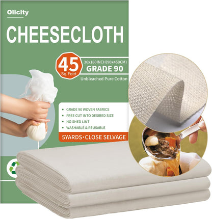 Organic Cheese Cloths, GOTS Certified, 36x36Inch, Reusable Cheese Cloth