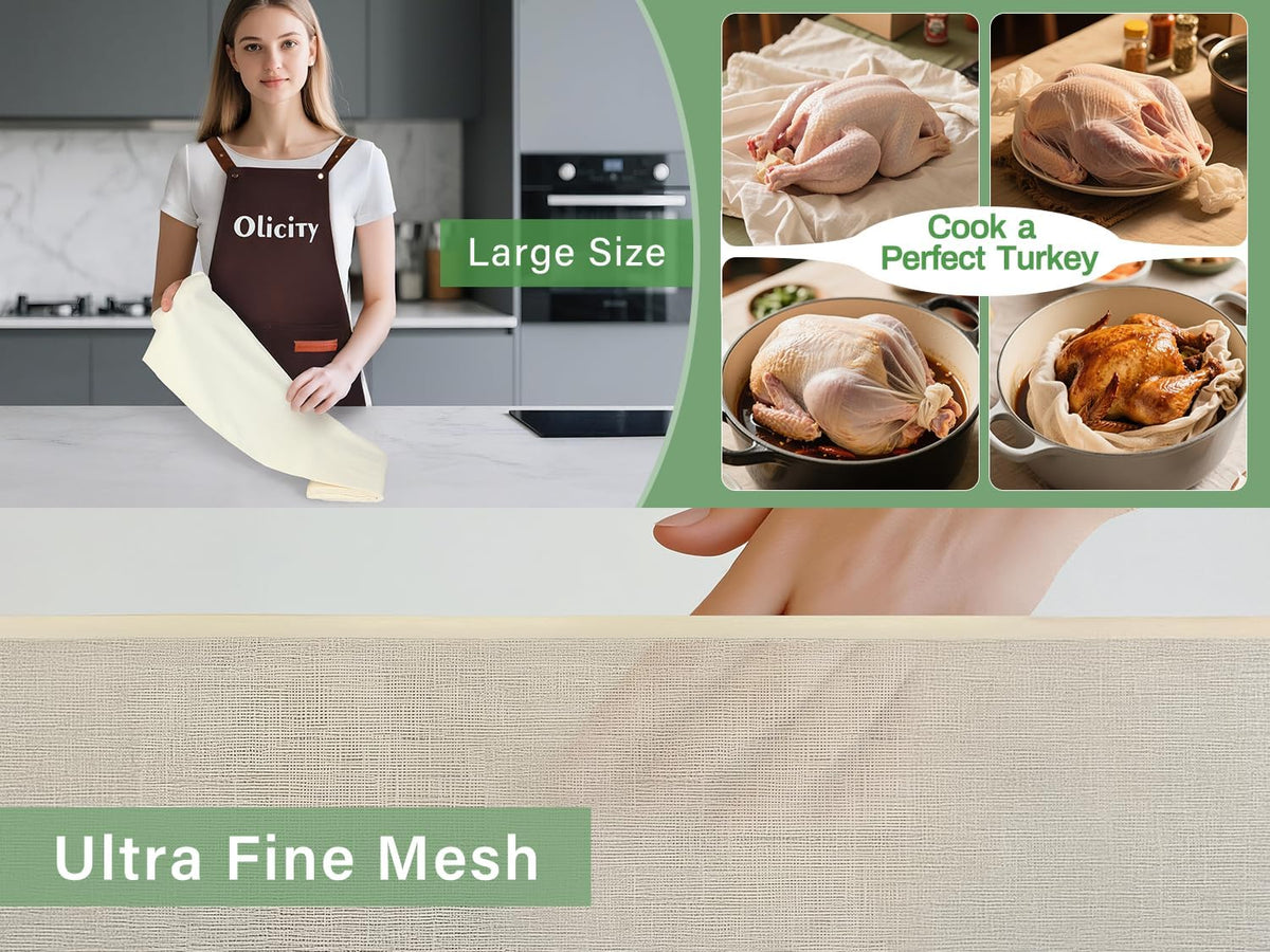 Organic Cheese Cloths, GOTS Certified, 36x36Inch, Reusable Cheese Cloth