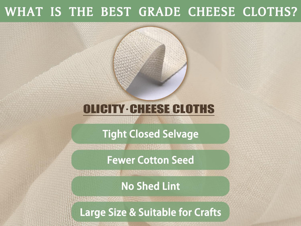 Organic Cheese Cloths, GOTS Certified, 36x36Inch, Reusable Cheese Cloth