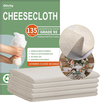Organic Cheese Cloths, GOTS Certified, 36x36Inch, Reusable Cheese Cloth