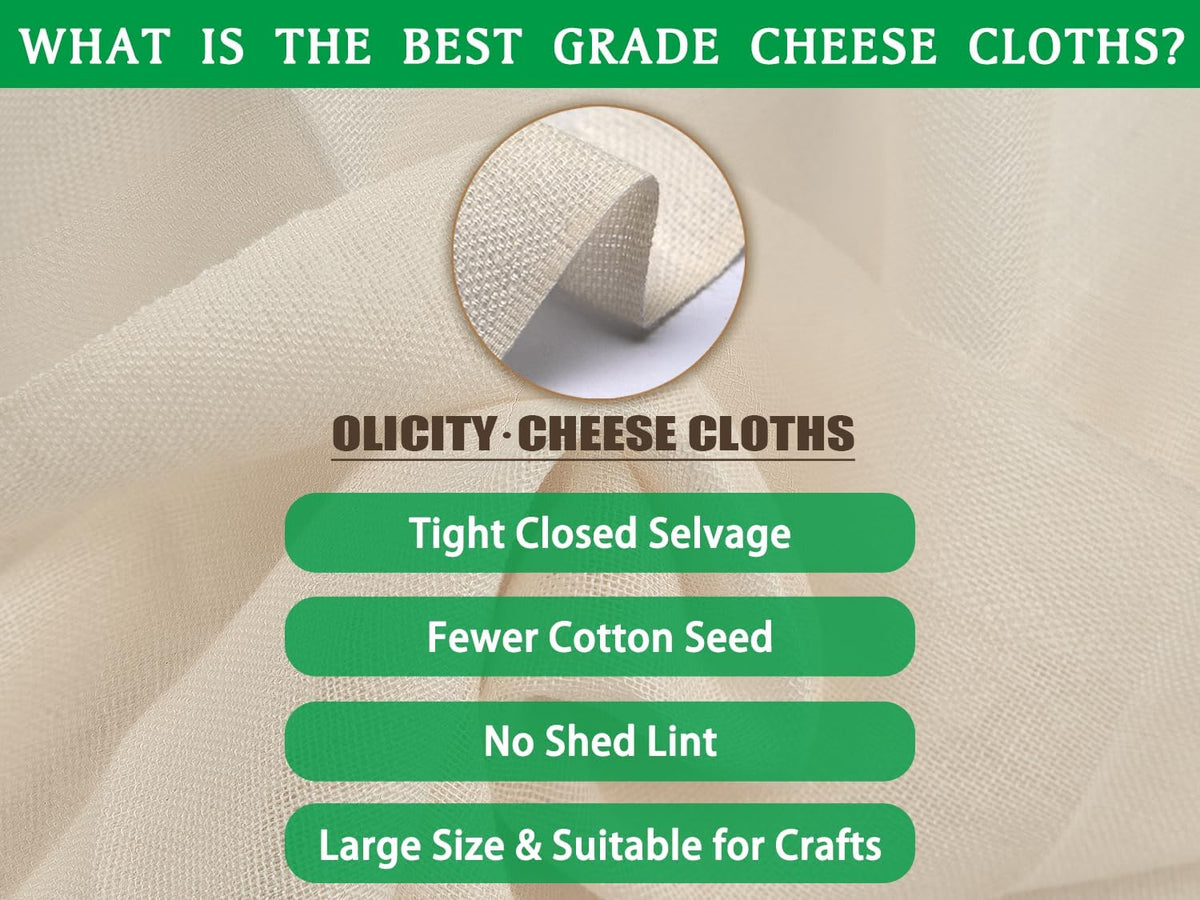 Organic Cheese Cloths, GOTS Certified, 36x36Inch, Reusable Cheese Cloth
