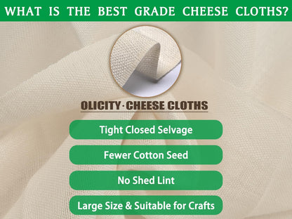 Organic Cheese Cloths, GOTS Certified, 36x36Inch, Reusable Cheese Cloth