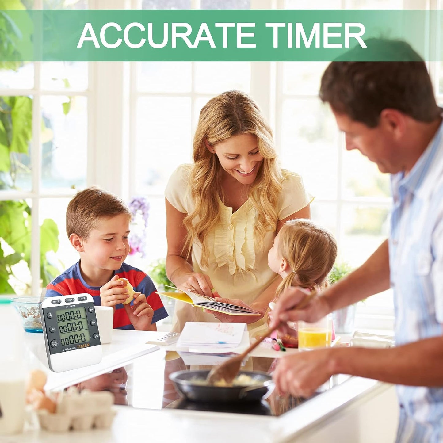 2 Pcs Digital Kitchen Timer 3 Channels Multi Timer Loud Adjustable Alarm Magnetic Count up Down Memory Preset Battery Included for Cooking Baking BBQ Study Classroom