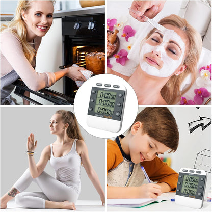 2 Pcs Digital Kitchen Timer 3 Channels Multi Timer Loud Adjustable Alarm Magnetic Count up Down Memory Preset Battery Included for Cooking Baking BBQ Study Classroom
