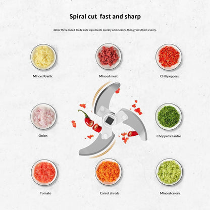 VorivelLife Vegetable Chopper Manual Food Processor Hand Pull Veggie Chopper for Garlic Onion Meat Fruits Nuts 900ml White Grey