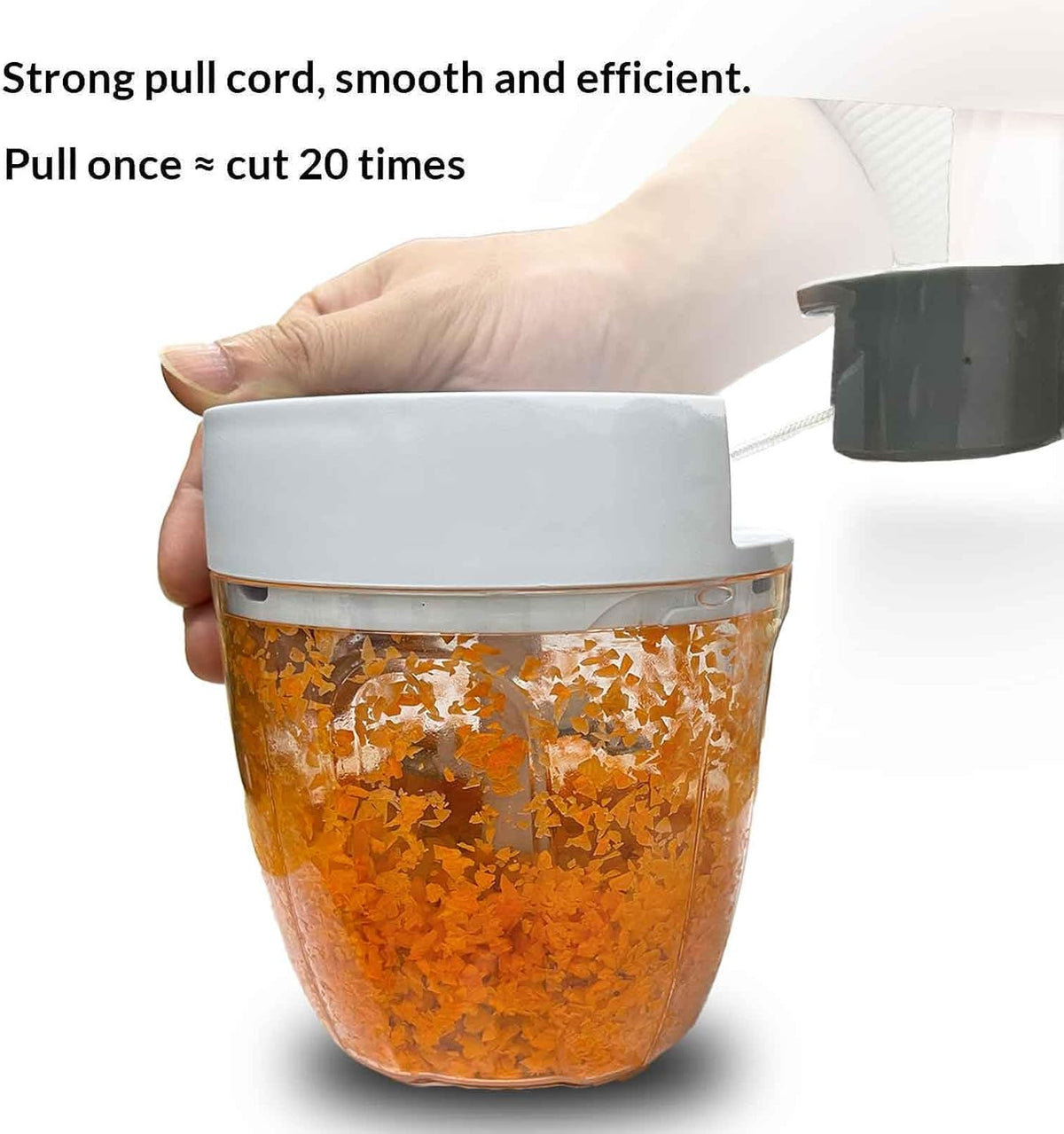 VorivelLife Vegetable Chopper Manual Food Processor Hand Pull Veggie Chopper for Garlic Onion Meat Fruits Nuts 900ml White Grey