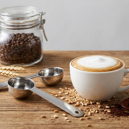 2 Pcs Stainless Steel Coffee Spoons, Coffee Scoop 1 Tablespoon, Long Handle Measuring Tablespoon, 1 tbsp Measuring Spoons for Ground-Coffee, Milk, Spice Jar, Cooking Baking (6 Inch, 20ml)