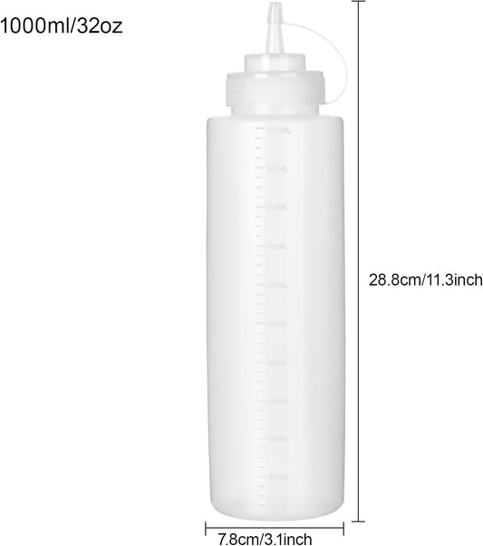 Premium Leak-Proof Squeeze Bottles Plastic Sauce, Ketchup, Condiment & Syrup Dispenser for Kitchen, Pancake Batter, Salad Dressing, Cooking Oil - BPA Free, Dishwasher Safe (2, 12o'z)
