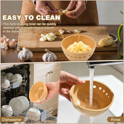 Resin Herb Stripper Bowl, Herb Leaf Remover Bowl with Cleaning Brush