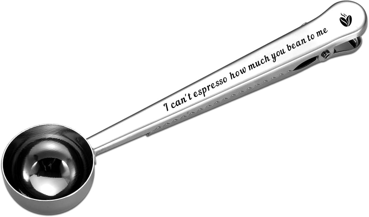 Coffee Scoop with Clip Steel Gifts for 11th Anniversary 11 Year Anniversary 25th Wedding Birthday Gifts for Girlfriend Boyfriend Bean Scoop Valentines Day Coffee Lovers Gift for Wife Husband Couple