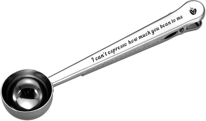 Coffee Scoop with Clip Steel Gifts for 11th Anniversary 11 Year Anniversary 25th Wedding Birthday Gifts for Girlfriend Boyfriend Bean Scoop Valentines Day Coffee Lovers Gift for Wife Husband Couple