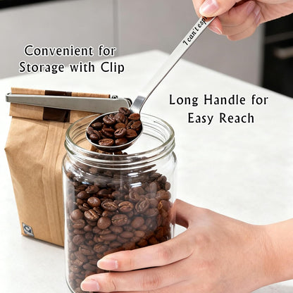 Coffee Scoop with Clip Steel Gifts for 11th Anniversary 11 Year Anniversary 25th Wedding Birthday Gifts for Girlfriend Boyfriend Bean Scoop Valentines Day Coffee Lovers Gift for Wife Husband Couple