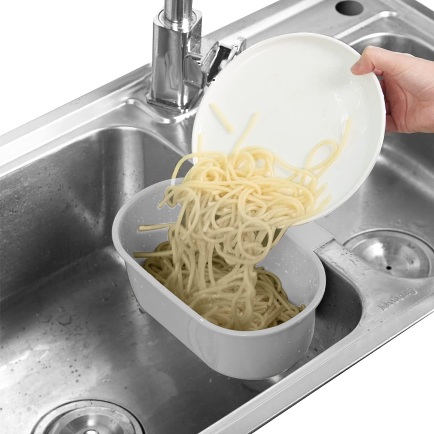 Sink Drain Strainer Basket, Multifunction Sink Strainer Kitchen Food Catcher for Filter Kitchen Waste and Wash Vegetables Fruits (Grey)