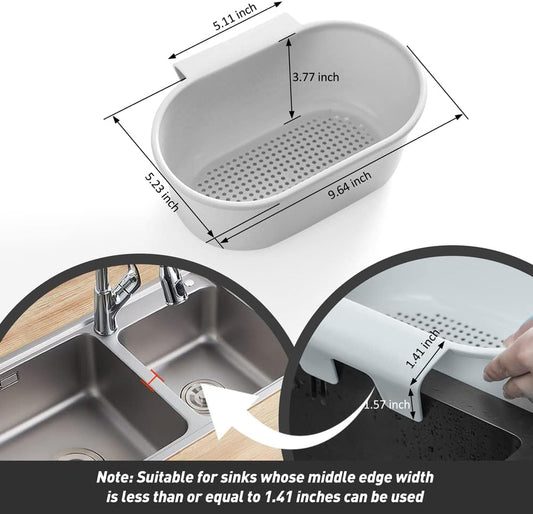 Sink Drain Strainer Basket, Multifunction Sink Strainer Kitchen Food Catcher for Filter Kitchen Waste and Wash Vegetables Fruits (Grey)